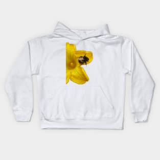 Bumble Bee on Yellow Flower Kids Hoodie